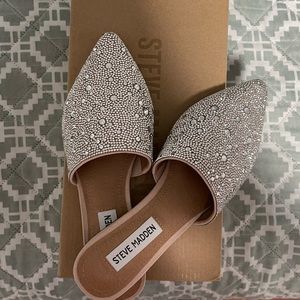 Steve Madden Rhinestone Crystal Mule Flats